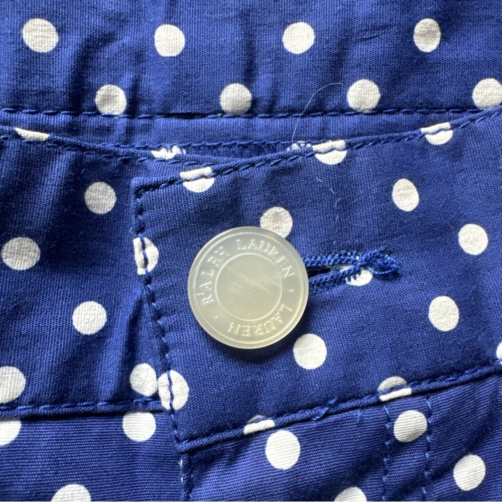 Lauren Jeans Co. Ralph Lauren Size 4 Royal Blue White Polka Dot Capri Pants - Picture 3 of 8